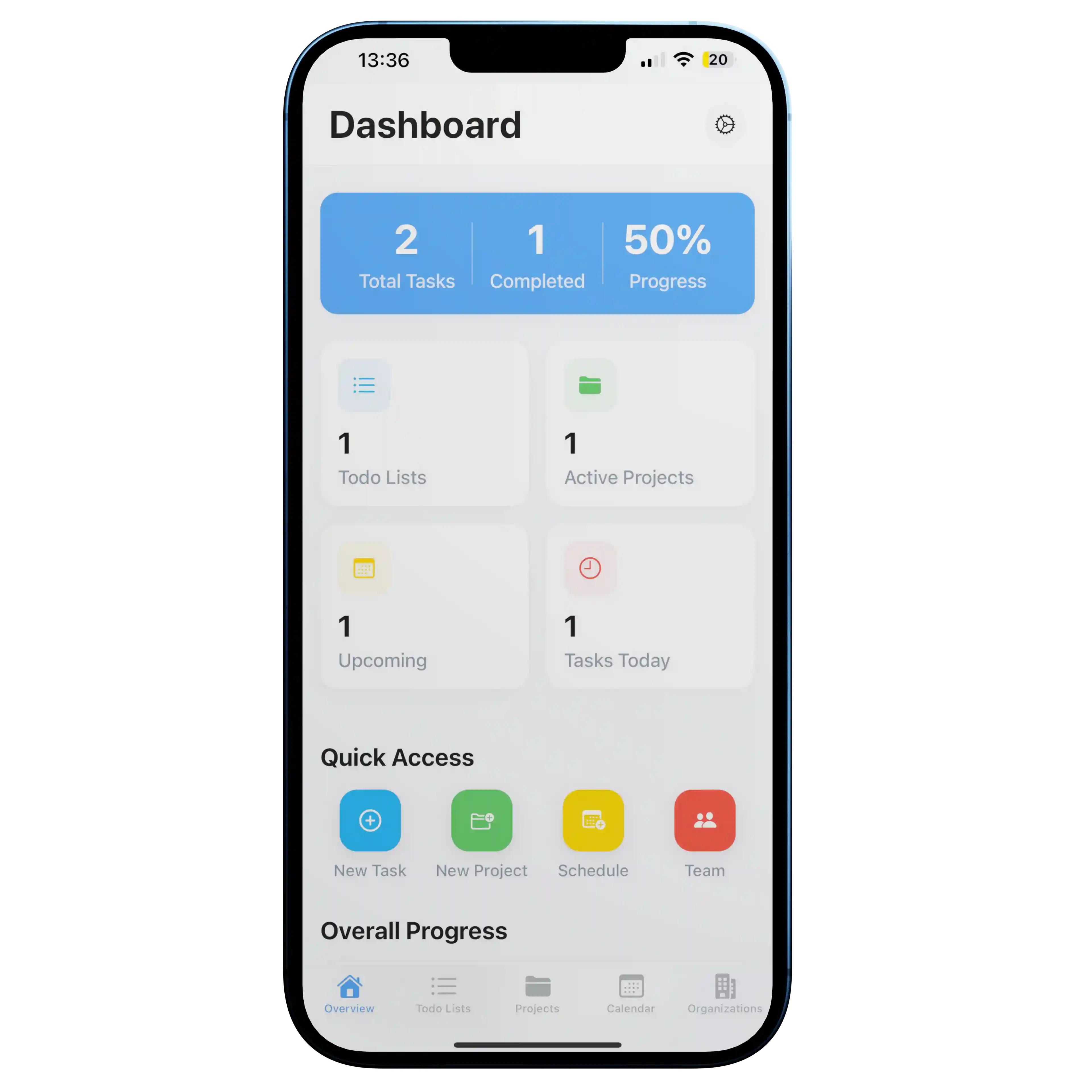 DailyToDo task management app on iPhone showing clean interface